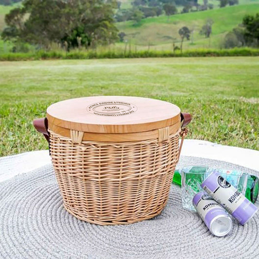 The Palm Beach Picnic Basket - with Cooler & Cheese Board Lid
