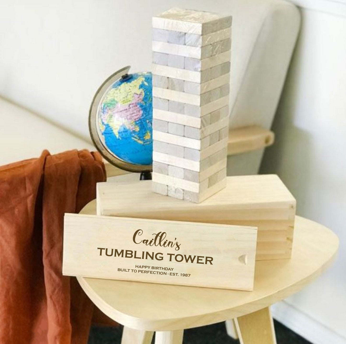 Engraved Tumbling Tower Game